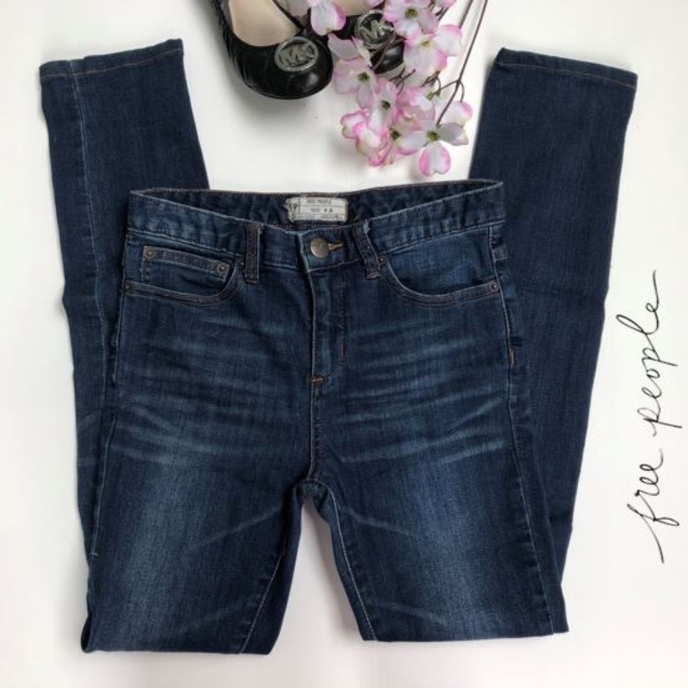 Free people blue denim/jeans midrise skinny